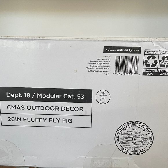 Light Up Flying Pig Pink Christmas Holiday Time 26 inches tall indoor outdoor - Picture 2 of 12